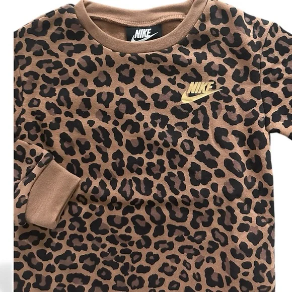 Nike Leopard Crewneck Sweatshirt & Black Leggings Girls Size 3T NWT - Picture 3 of 5